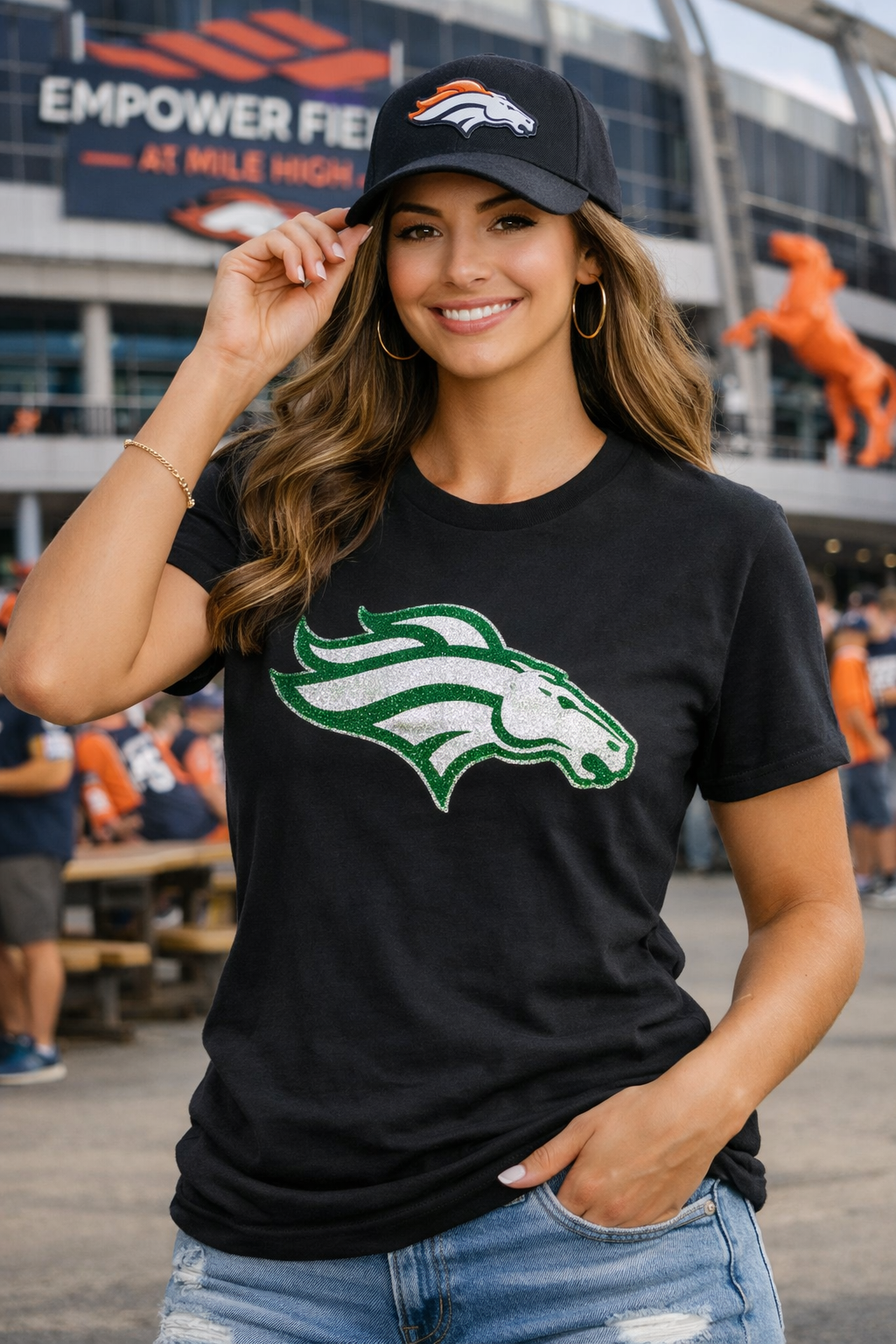 Glittery Broncos tee